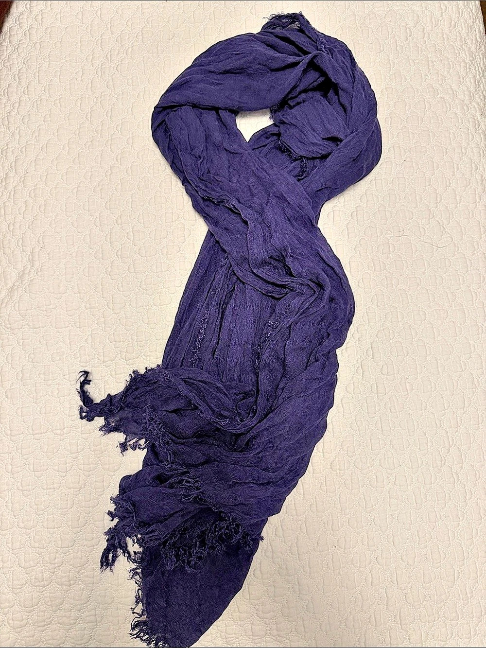 Eileen Fisher Purple Fringe Scarf Wrap